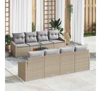 Garden Sofa Set With Cushion 9 Pcs Beige Poly Rattan