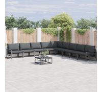vidaXL Garden Sofa Set with Cushion 9 pcs Black Steel, Black