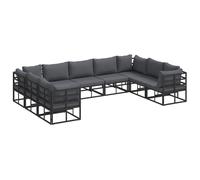 vidaXL Garden Sofa Set with Cushion 9 pcs Black Aluminium