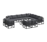 Garden Sofa Set with Cushion Black Aluminium Furniture Outdoor Terrace vidaXL