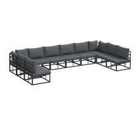 vidaXL Garden Sofa Set with Cushion 10 pcs Black Aluminium