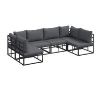 vidaXL Garden Sofa Set with Cushion 7 pcs Black Aluminium