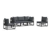 vidaXL Garden Sofa Set with Cushion 6 pcs Black Aluminium, Black