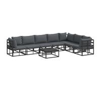 Garden Sofa Set with Cushion Black Aluminium Outdoor Furniture Modern vidaXL