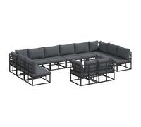 vidaXL Garden Sofa Set with Cushion Black Aluminium