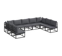 vidaXL Garden Sofa Set with Cushion 9 pcs Black Aluminium