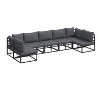 vidaXL Garden Sofa Set with Cushion 7 pcs Black Aluminium, Black