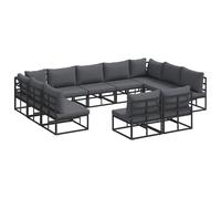 Garden Sofa Set with Cushion Black Aluminium Outdoor Seating Patio vidaXL