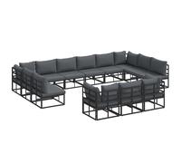 vidaXL Garden Sofa Set with Cushion 13 pcs Black Aluminium, Black