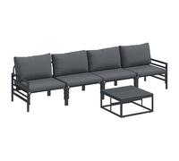 vidaXL Garden Sofa Set with Cushion 5 pcs Black Steel
