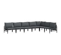 vidaXL Garden Sofa Set with Cushion 8 pcs Black Steel, Black