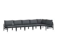 vidaXL Garden Sofa Set with Cushion 7 pcs Black Steel, Black