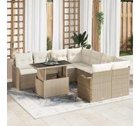 Garden Sofa Set With Cushion Manual 9 Pcs Beige Poly Rattan