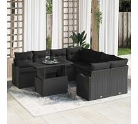 Garden Sofa Set With Cushion Manual 9 Pcs Black Poly Rattan