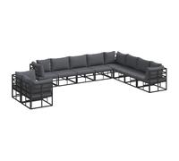 vidaXL Garden Sofa Set with Cushion 11 pcs Black Aluminium