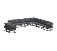 vidaXL Garden Sofa Set with Cushion 12 pcs Black Aluminium