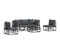 Garden Sofa Set with Cushion Black Aluminium Outdoor Furniture Modern vidaXL