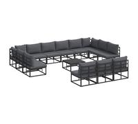 Garden Sofa Set with Cushion with Pillow Black Aluminium Outdoor Couch vidaXL