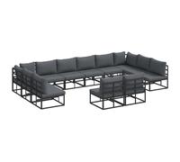 vidaXL Garden Sofa Set with Cushion 12 pcs Black Aluminium, Black
