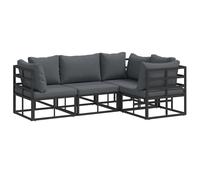 Garden Sofa Set with Cushion Black Aluminium Outdoor Seating Lounge vidaXL