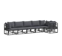 Garden Sofa Set with Cushion Black Aluminium Outdoor Furniture Seating vidaXL