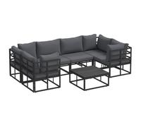 Garden Sofa Set with Cushion with Pillow Black Aluminium Patio Lounge vidaXL