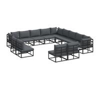 vidaXL Garden Sofa Set with Cushion 13 pcs Black Aluminium, Black