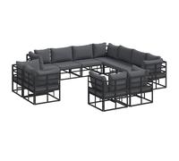 Garden Sofa Set with Cushion with Pillow Black Aluminium Patio Seating vidaXL