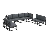 Garden Sofa Set with Cushion Black Aluminium Outdoor Furniture Patio vidaXL