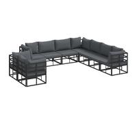 Garden Sofa Set with Cushion with Pillow Black Aluminium Seating Patio vidaXL