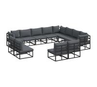 vidaXL Garden Sofa Set with Cushion 12 pcs Black Aluminium, Black