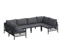 Garden Sofa Set with Cushion with Pillow Black Steel Modern Sofas Home vidaXL