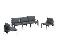 Garden Sofa Set with Cushion with Pillow Black Steel Outdoor Furniture vidaXL