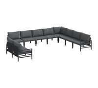 vidaXL Garden Sofa Set with Cushion 10 pcs Black Steel, Black