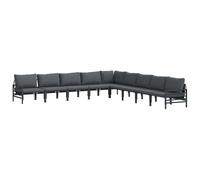vidaXL Garden Sofa Set with Cushion 9 pcs Black Steel, Black