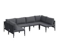 Garden Sofa Set with Cushion with Pillow Black Steel Outdoor Seating vidaXL