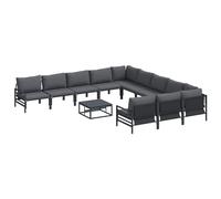 Garden Sofa Set with Cushion with Pillow Black Steel Outdoor Terrace vidaXL