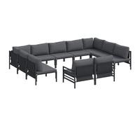 Garden Sofa Set with Cushion with Pillow Black Steel Outdoor Terrace vidaXL