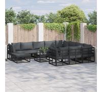 Garden Sofa Set with Pillow 12 pcs Black Metal Berkfield Home Black One Size