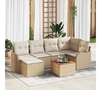 Garden Sofa Set With Storage 7 Pcs Beige And Cream Poly Rattan