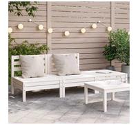 Garden sofa solid pine 63.5x63.5x62.5cm white pine modular patio seat no cushion