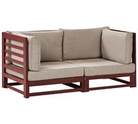 Beliani Garden Sofa 2 Seater Trani Modular Acacia Wood Dark Red