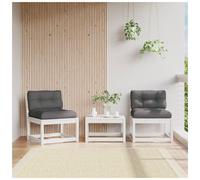 Garden sofa white solid pine 63.5x73x78cm armless modular outdoor seat slatted.