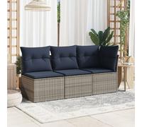 Garden Sofa with Cushions 3-Seater Grey Poly Rattan Berkfield Home Grey One Size