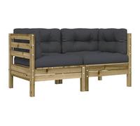 Garden Sofa with Cushions and Footstool Outdoor Sofa Solid Wood Pine vidaXL