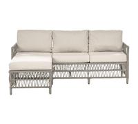 Garden Sofa with Ottoman 3 Seater OFENA with Cushions PE Rattan Grey