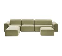 Garden Sofa with Ottoman 7 Seater BATTIFOLLO Olive Green Modular