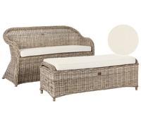 Garden Sofa with Ottoman SUSUA with Footstool Rattan Natural