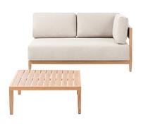 Garden Sofa with Table 2 Seater SAMPIERI Metal Light Brown