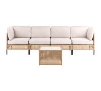 Beliani Garden Sofa With Table 4 Seater Omegana Modular Pe Rattan Light Beige